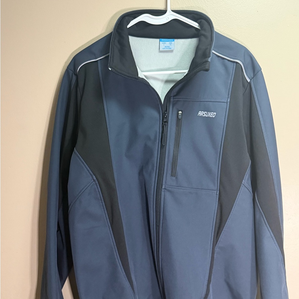 ARSUXEO Men’s Cycling Jacket L Thermal Fleece Softshell Windproof‎ Blue